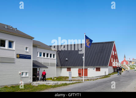 La Groenlandia Museo Nazionale in un vecchio magazzino costruito 1936. Hans Egedesvej, Porto coloniale (Kolonihavnen), Nuuk, Groenlandia Foto Stock