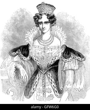 Adelaide di Sax-Meiningen (1792 - 1849) fu la regina consorte del Regno Unito e di Hannover come sposa di Guglielmo IV del Regno Unito. Adelaide era figlia di Giorgio I, Duca di Sax-Meiningen e Luise Eleonore, figlia del principe cristiano di Hohenlohe-Langenburg. Foto Stock