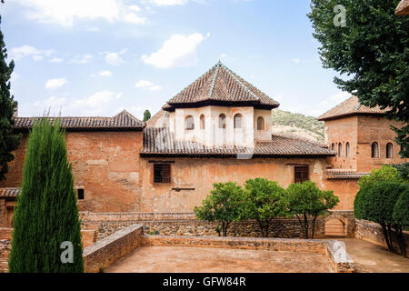 Retro della Sala del Abencerrages, Complesso Alhambra di Granada, Andalusia, Spagna. Foto Stock