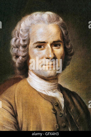 Jean Jacques Rousseau. Ritratto di Ginevra nato filosofo, Jean-Jacques Rousseau (1712-1778) da Maurice Quentin de La Tour, pastello su carta, 1853. Foto Stock