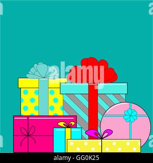 Grande pila di colorato avvolto confezioni regalo Illustrazione Vettoriale