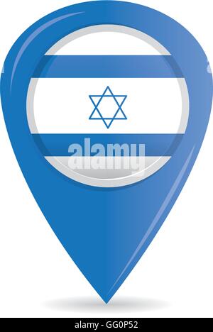 Pin isolato con la bandiera di Israele su sfondo bianco Illustrazione Vettoriale