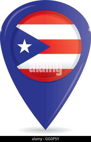 Pin isolato con la bandiera di puerto rico su sfondo bianco Illustrazione Vettoriale