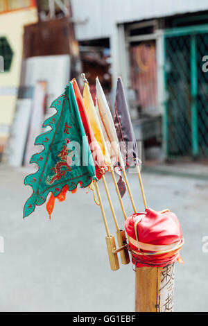 Bandiera di preghiera di George Town, Penang, Malaysia. Foto Stock