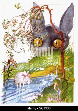 Félix Lorioux scuola francese il lupo e l'Agnello 1920s illustrazione per le favole di La Fontaine collezione privata Foto Stock