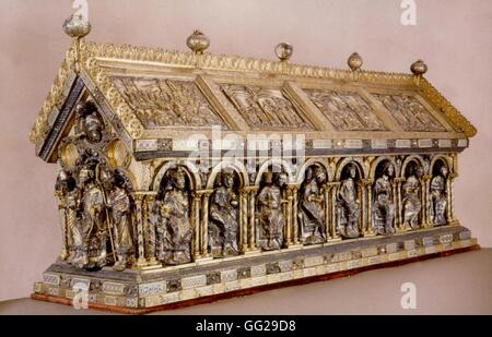 Aachen tesoro il reliquiario di Carlo Magno ca. 1215 (questo contiene Carlo Magno i resti). Medioevo Francia Germania / Cattedrale di Aachen Foto Stock