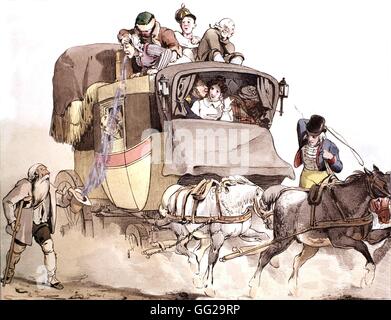 Le Prince. Gli svantaggi di stagecoach viaggiare: il vomitings 1826, Francia Compiègne, Musée de la voiture Foto Stock