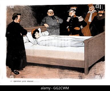 Francia disegno di Poncet in "L'assiette au beurre", rivista Dicembre 9, 1905. La caricatura circa la separazione della chiesa e dello stato. Foto Stock