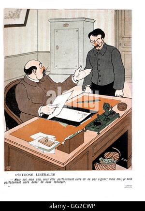 Francia disegno di Poncet in "L'assiette au beurre", rivista Dicembre 9, 1905. La caricatura circa la separazione della chiesa e dello stato. Foto Stock