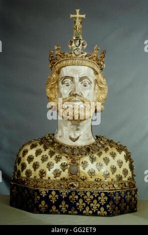 Aachen tesoro la principale reliquiario di Carlo Magno , ca.1349. (Contiene la parte superiore dell'imperatore del cranio) Medioevo Francia Germania / Cattedrale di Aachen Foto Stock