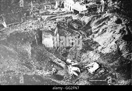 Prima Guerra Mondiale austriaca di posizioni assunte dagli italiani, Grado di San Merna nel 1916. Le fortificazioni demolito dai bombardamenti. Foto Stock