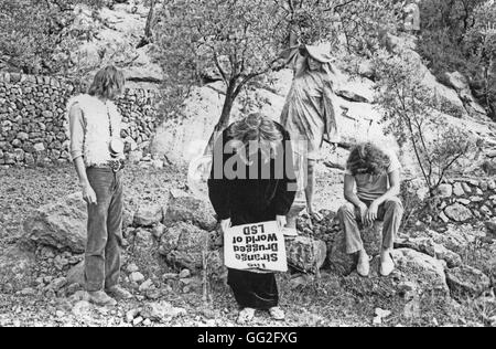 Luna Banana Band psichedelica, rock band. Daevid Allen, Gilli Smyth, Marc Blanc, Patrick Fontaine Deià (Deya), isole Baleari, 1968 Foto Stock