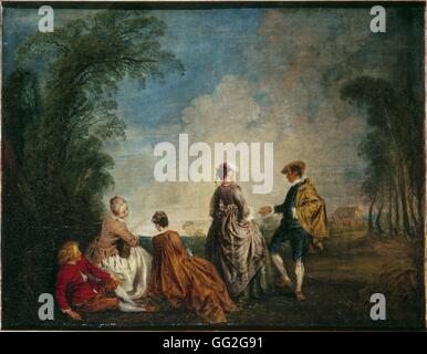 Jean-Antoine Watteau scuola francese un imbarazzante proposta 17515-1716 Olio su tela (65 x 84,5 cm) Saint Petersburg, Museo Hermitage Foto Stock