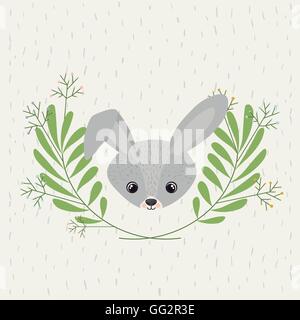Coniglio carino icona di bosco Illustrazione Vettoriale