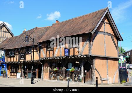 Vecchio legno incorniciata edifici lungo Spon Street, Coventry, West Midlands, Inghilterra, Regno Unito, Europa occidentale. Foto Stock