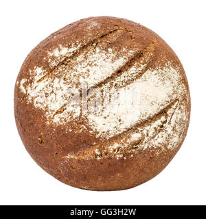 Pane con appetitose crosta croccante, vista dall'alto, isolato su sfondo bianco Foto Stock