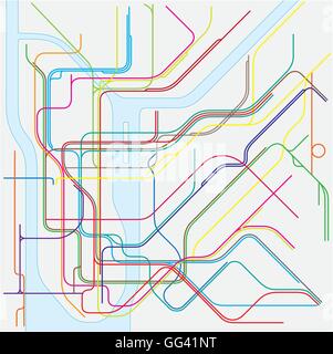 Metropolitana colorata mappa vettoriale della città di New York Illustrazione Vettoriale