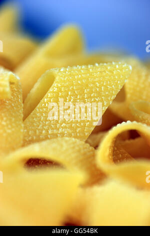 Pennoni di pasta fresca all'uovo che è una versione più ampia di penne pasta Foto Stock