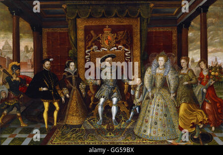 Una Allegoria della successione Tudor- La Famiglia di Henry VIII Foto Stock