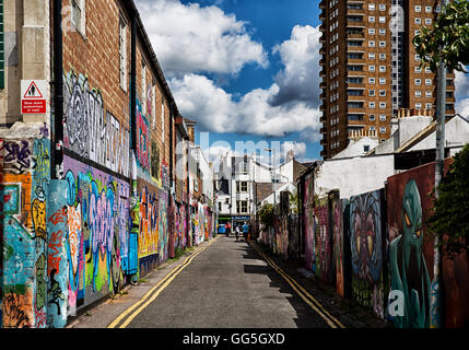 Bella illustrazione sulle strade di Brighton e soleggiato Foto Stock