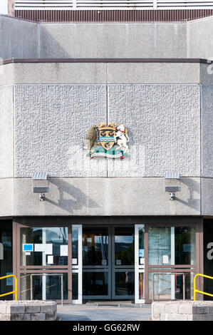 Ingresso agli uffici del Comhairle nan Eilean Siar, del governo locale per Na h-Eileanan Siar o le Ebridi Esterne. Foto Stock