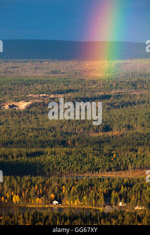 Vista della Taiga foresta da Ruuhitunturi cadde in Lapponia, Finlandia Foto Stock