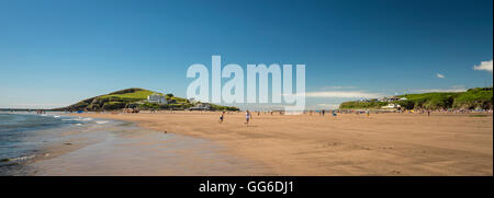 Burgh isola e la spiaggia di Bigbury-su-Mare a sud prosciutti, Devon, Regno Unito Foto Stock