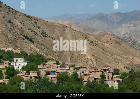 Montuoso Panjshir Valley che dura sei mesi di inverni, Afghanistan Foto Stock