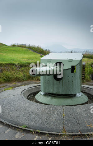 Il cannone a Ergan fortezza nel Bud, Romsdal, Norvegia Foto Stock