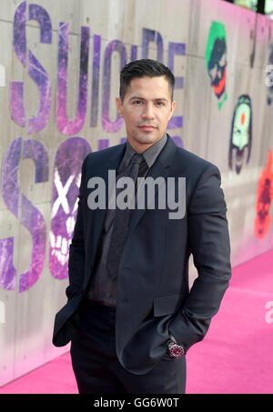 Jay Hernandez che arrivano per la squadra di suicidio Premiere europeo, all'Odeon Leicester Square, Londra. Stampa foto di associazione. Picture Data: Mercoledì 3 Agosto 2016. Vedere PA storia SHOWBIZ il suicidio. Foto di credito dovrebbe leggere: Daniel Leal-Olivas/PA FILO Foto Stock