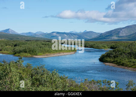 Alaska, Seward Peninsula, Nome. Autostrada Nome-Taylor aka Kougarok strada o Taylor Road. Viste della campagna da Taylor Road. Foto Stock