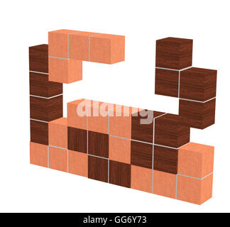 Tetris gioco 3D i cubi di legno - forme geometriche Foto Stock