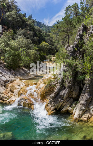 Flusso che scorre nel Rio Borosa di Cazorla National Park, Spagna Foto Stock