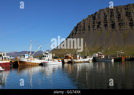 Bildudalur Harbour, Islanda Foto Stock