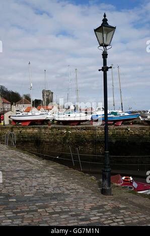 La Lampada sul Quayside a Dysart porto vicino Kirkcaldy in Fife, Scozia. Foto Stock