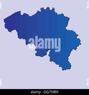 Un isolato mappa blu del Belgio su sfondo azzurro. Illustrazione Vettoriale