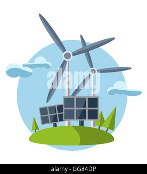 Concetto illustrazione con icona di energia verde Illustrazione Vettoriale