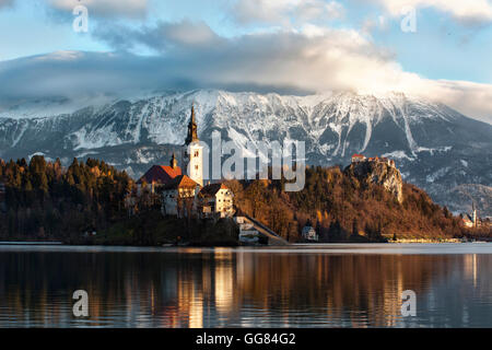 Lago di Bled Sunrise Foto Stock