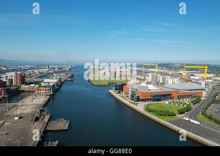 Vista sul molo, Belfast Foto Stock