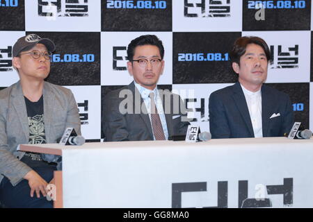 Seul in Corea. 03 Ago, 2016. Jung woo Ha e Oh Dal soo frequentare la pressa premiere del tunnel in Seoul, Corea sulla 03th agosto, 2016.(Cina e Corea diritti) © TopPhoto/Alamy Live News Foto Stock