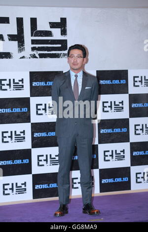 Seul in Corea. 03 Ago, 2016. Jung woo Ha e Oh Dal soo frequentare la pressa premiere del tunnel in Seoul, Corea sulla 03th agosto, 2016.(Cina e Corea diritti) © TopPhoto/Alamy Live News Foto Stock