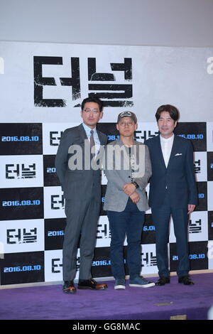 Seul in Corea. 03 Ago, 2016. Jung woo Ha e Oh Dal soo frequentare la pressa premiere del tunnel in Seoul, Corea sulla 03th agosto, 2016.(Cina e Corea diritti) © TopPhoto/Alamy Live News Foto Stock