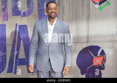 Londra, Regno Unito. 03 Ago, 2016. Londra, Regno Unito. Il 3 agosto, 2016. Will Smith assiste il suicidio Squad premiere del film a Leicester Square a Londra. Credito: dpa picture alliance/Alamy Live News Foto Stock