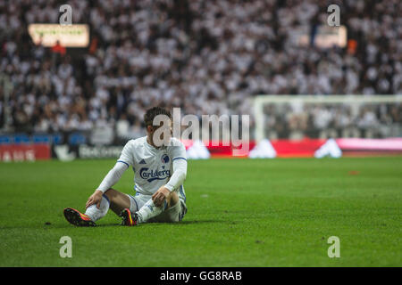 Copenhagen, Danimarca. Il 3 agosto 2016. Peter Ankersen (22) di FC Copenhagen durante la UEFA Champions League match di qualificazione tra FC Copenhagen e FC Astra Giurgiu a Telia Parken. FC Copenhagen ha vinto la partita 3-0 e un tramite per i play-off round. Credito: Samy Khabthani/Alamy Live News Foto Stock