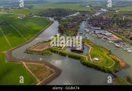 Foto aerea, Muiderslot Muider (castello), Waterschloss e museo, Muiden, North Holland, Paesi Bassi, Europa, vista aerea, Foto Stock