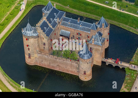 Foto aerea, Muiderslot Muider (castello), Waterschloss e museo, Muiden, North Holland, Paesi Bassi, Europa, vista aerea, Foto Stock