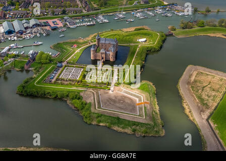 Foto aerea, Muiderslot Muider (castello), Waterschloss e museo, Muiden, North Holland, Paesi Bassi, Europa, vista aerea, Foto Stock