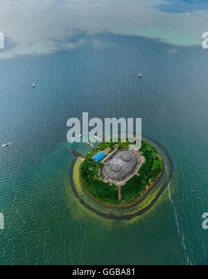 Vista aerea, Fort Eiland Pampus, Fort isola Pampus, Pampus è un'isola artificiale nel IJmeer, VOR volo sistema di navigazione, Foto Stock