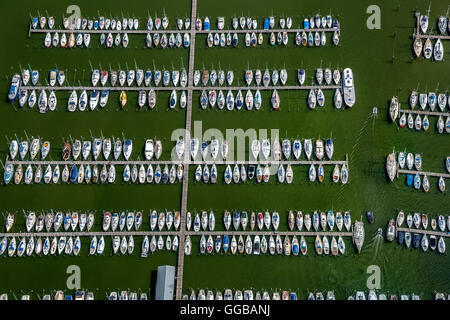 Vista aerea, Hoorn con marina, marina, dock presso il lago Markermeer, North Holland, Paesi Bassi, Europa, vista aerea, uccelli-occhi Foto Stock