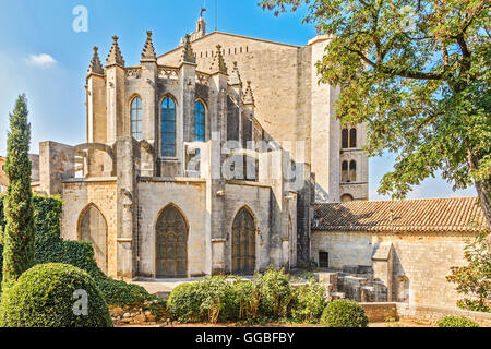 Vista posteriore della Cattedrale di Girona Catalogna Spagna Foto Stock